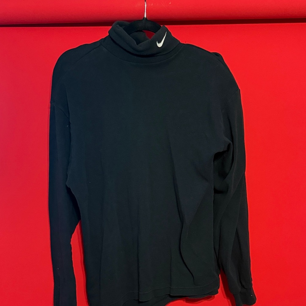 Nike Black Men’s Turtleneck Pullover with White Swoosh